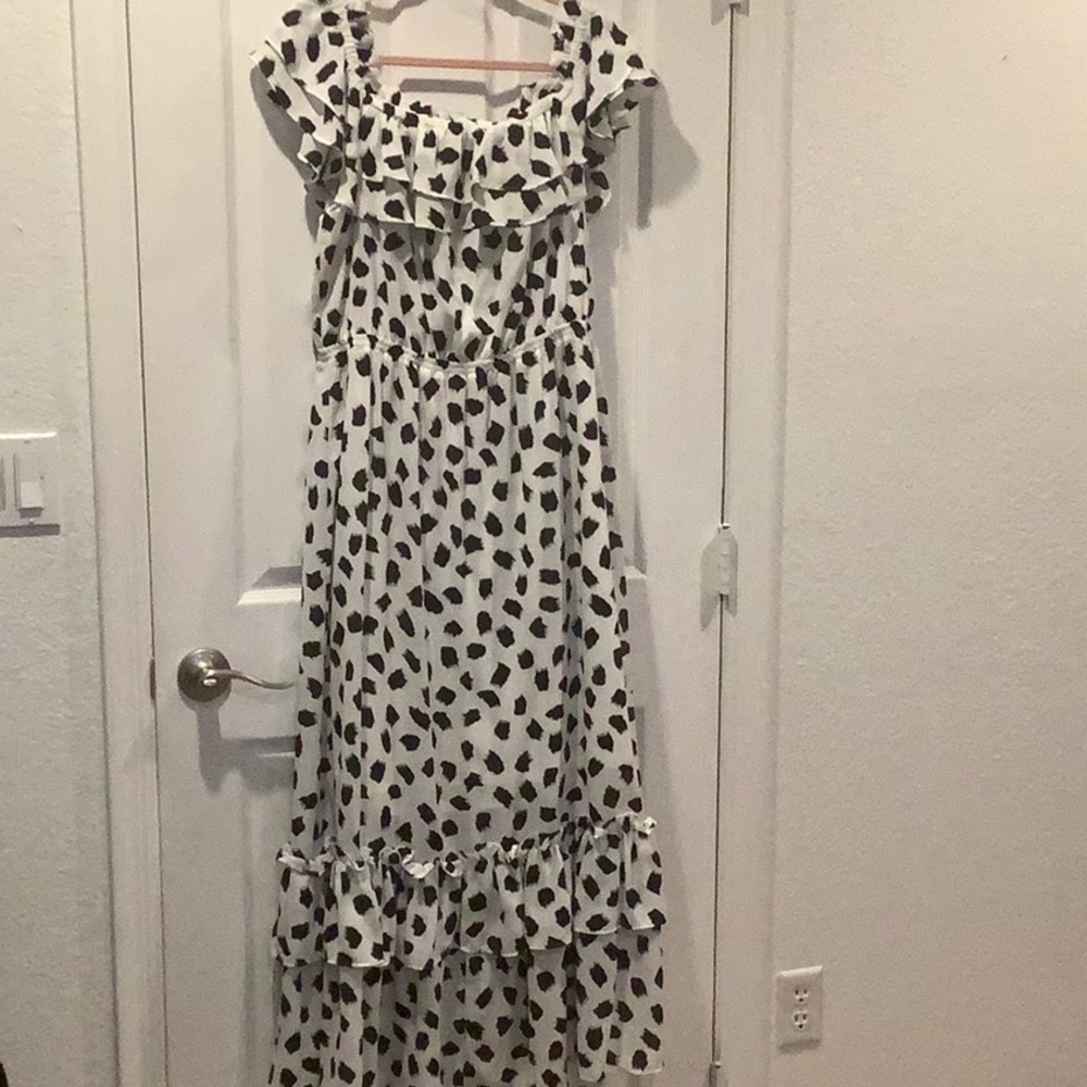 Lane Bryant Black and White Polka Dot Maxi Dress